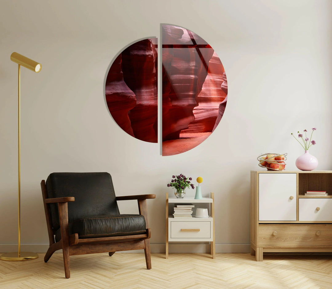 Two Piece Round Canyon Glass Wall Art glass pictures for Wall, glass prints wall art