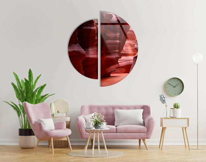 Two Piece Round Canyon Glass Wall Art custom glass photo prints, large glass prints