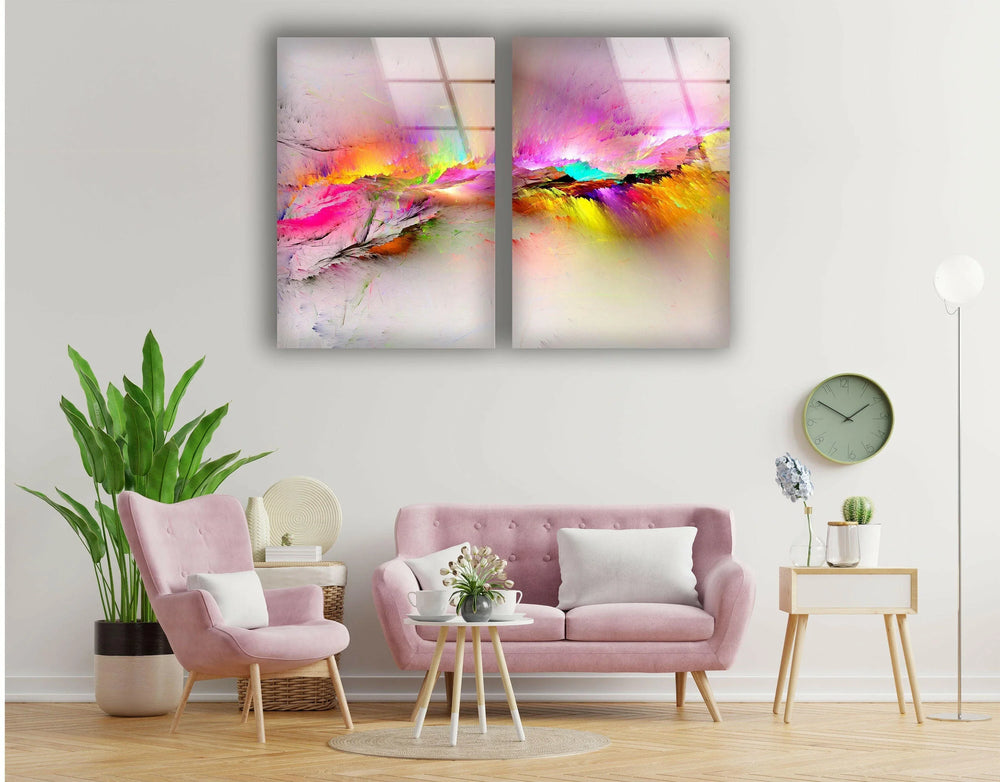 Colorful Pink Cloud Abstract Glass Wall Art, glass image printing, glass prints from photos