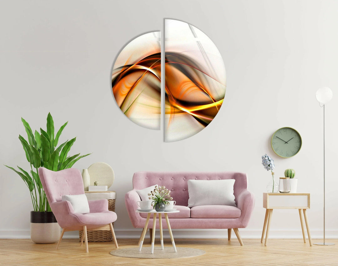 Two Piece Half Circle Abstract Glass Wall Art glass image printing, glass prints from photos