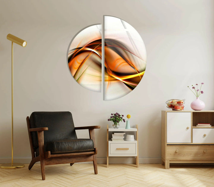 Two Piece Half Circle Abstract Glass Wall Art stained glass wall art, stained glass wall decor