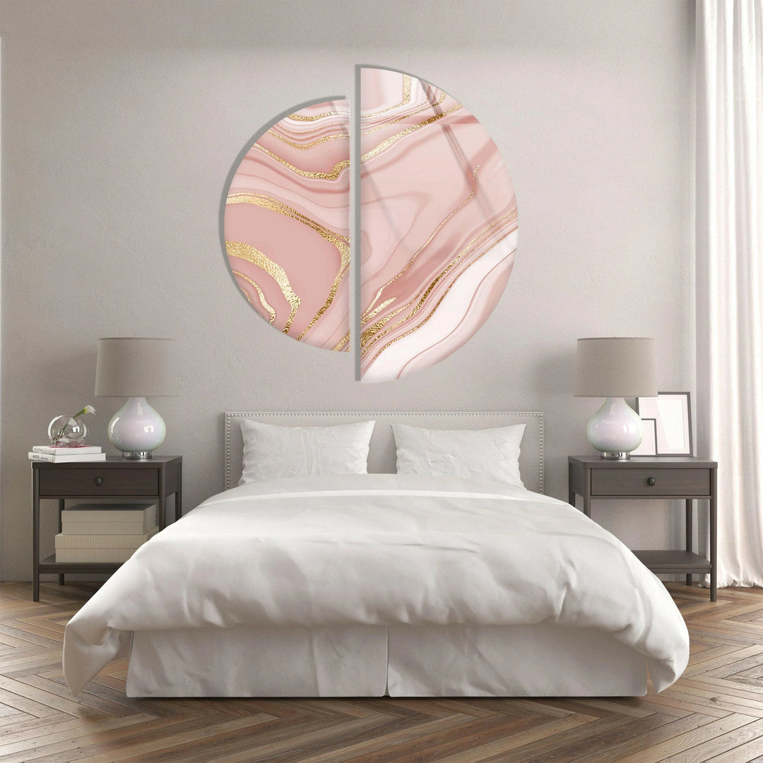Pink Marble Gold Alcohol Ink Glass Wall Art glass art painting, glass art for the Wall