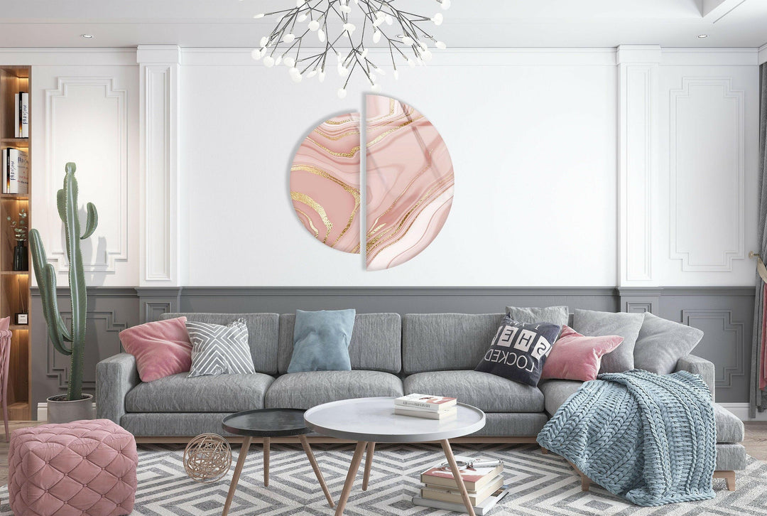 Pink Marble Gold Alcohol Ink Glass Wall Art glass photo prints, glass picture prints