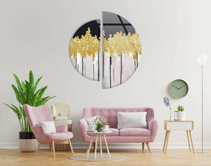 Set of 2 Piece Golden Marble Glass Wall Art art glass wall art, glass wall art pictures