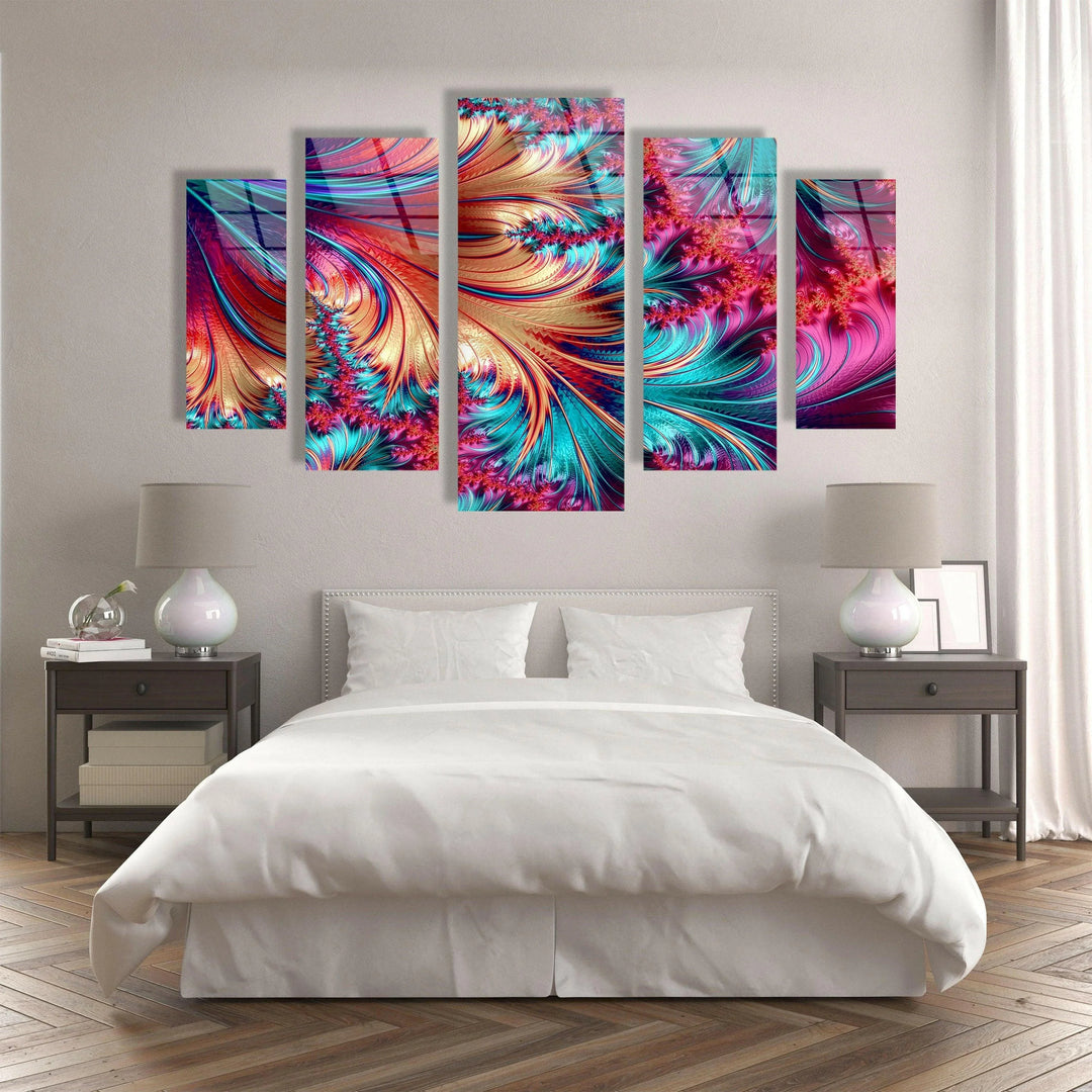Vivid Purple, Blue Fractal Abstract Glass Wall Art, custom glass pictures, glass art prints