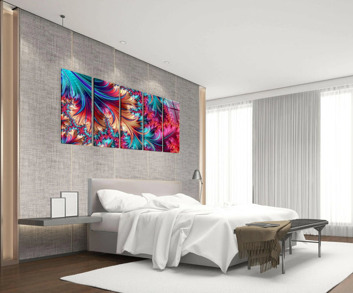 Vivid Purple, Blue Fractal Abstract Glass Wall Art, photo print on glass, prints on glass wall art