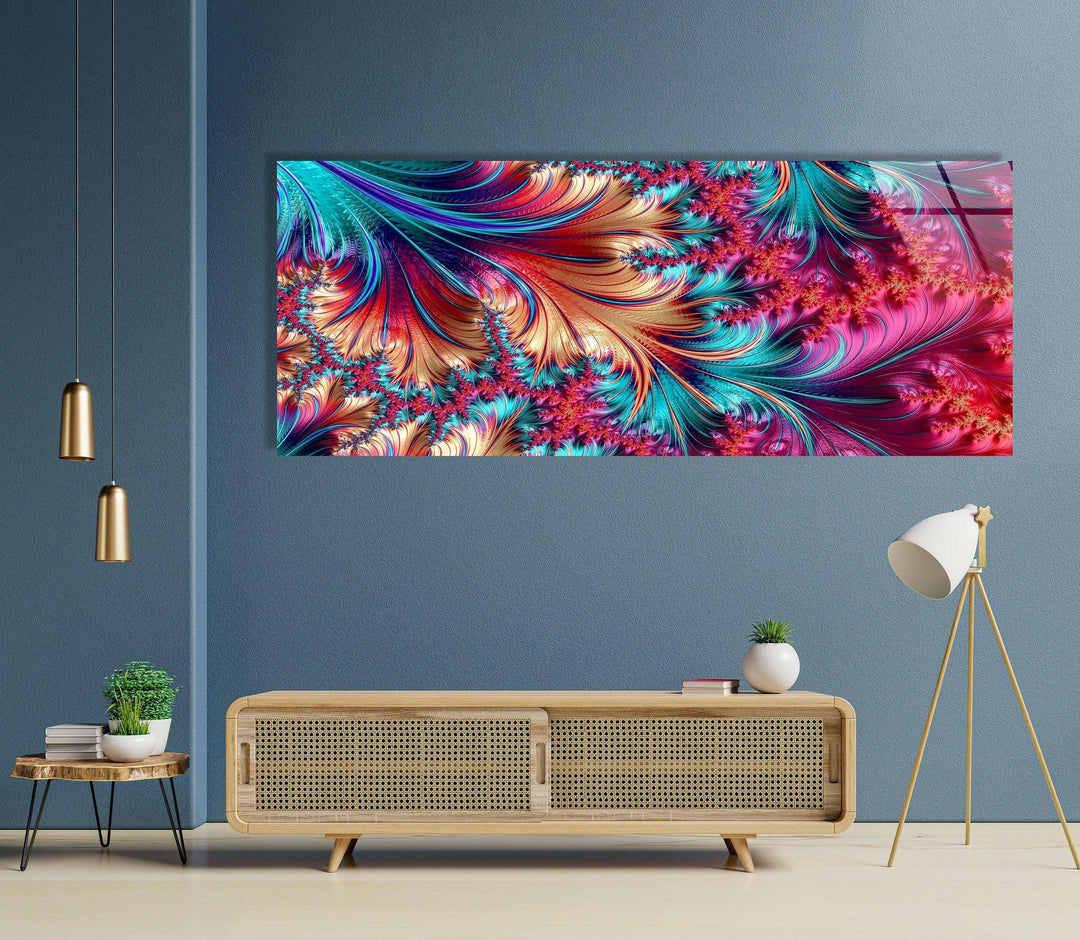 Vivid Purple, Blue Fractal Abstract Glass Wall Art, glass image printing, glass prints from photos