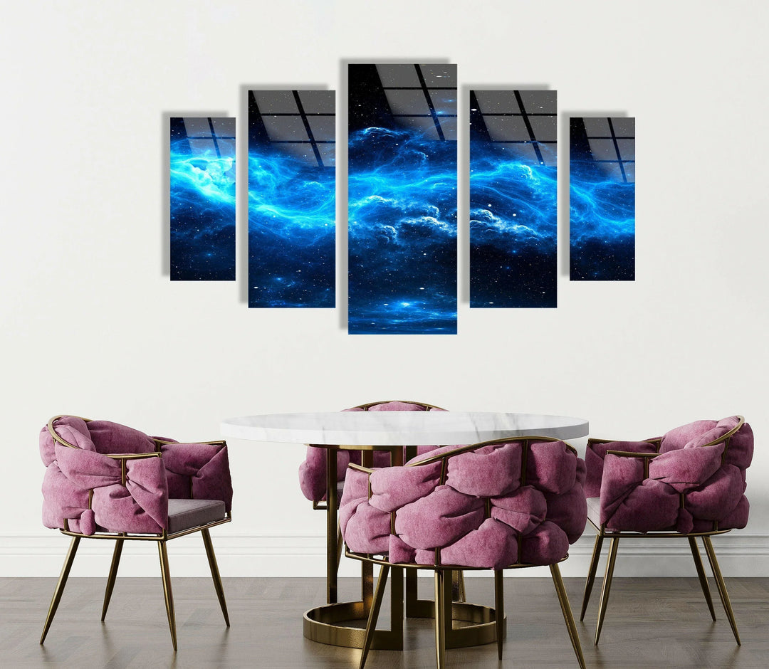 Nebula Star, Blue Galaxy Glass Wall Art, glass image printing, glass prints from photos