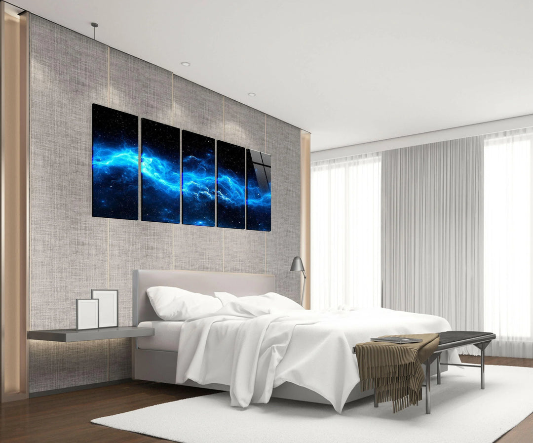 Nebula Star, Blue Galaxy Glass Wall Art, large glass photo prints, glass wall photos