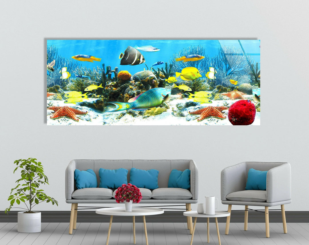 Underwater World Animal Glass Wall Art, Glass Printing Wall Art, Print photos on glass