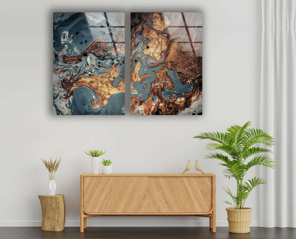 Grey & Copper Marble Abstract Glass Wall Art, art glass wall art, glass wall art pictures