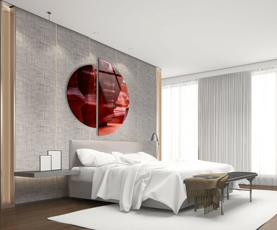 Two Piece Round Canyon Glass Wall Art photo print on glass, prints on glass wall art