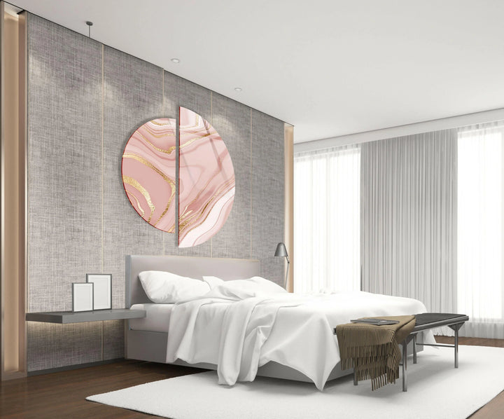 Pink Marble Gold Alcohol Ink Glass Wall Art Glass Printing Wall Art, Print photos on glass