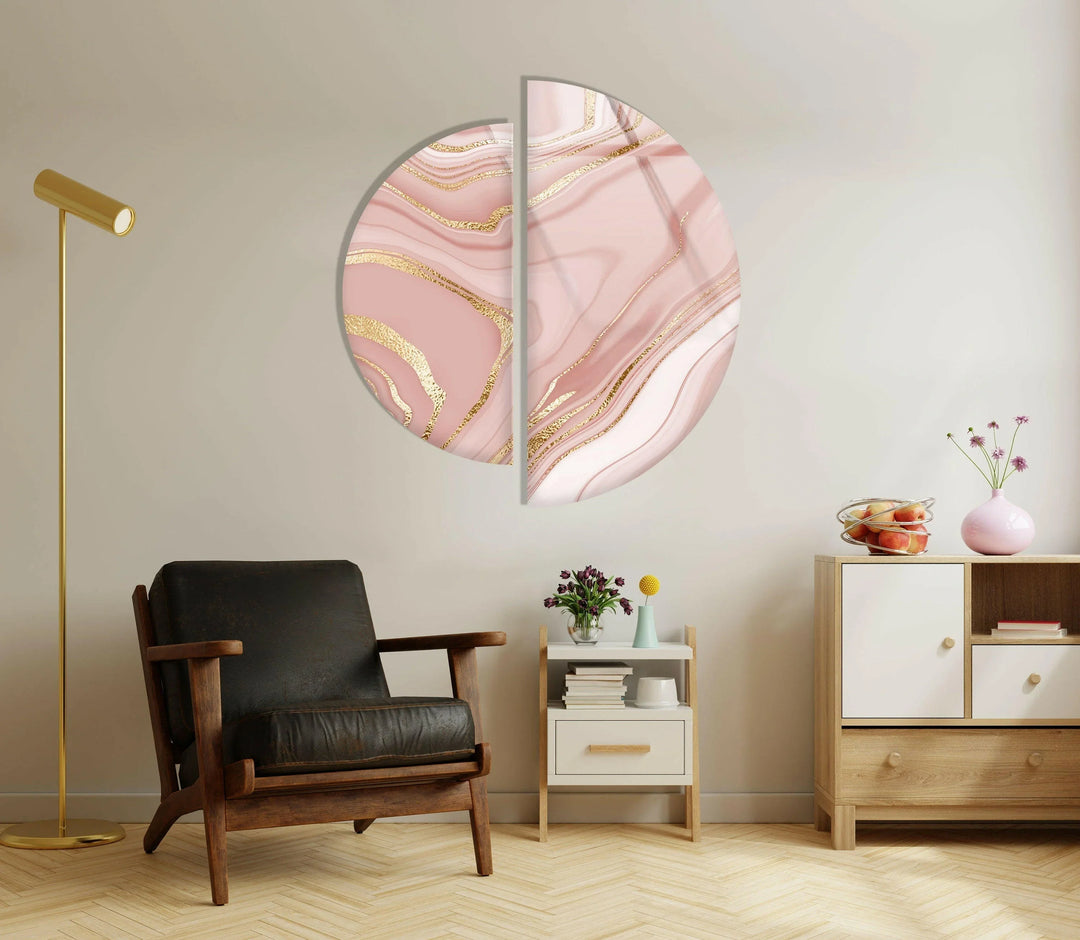 Pink Marble Gold Alcohol Ink Glass Wall Art glass image printing, glass prints from photos