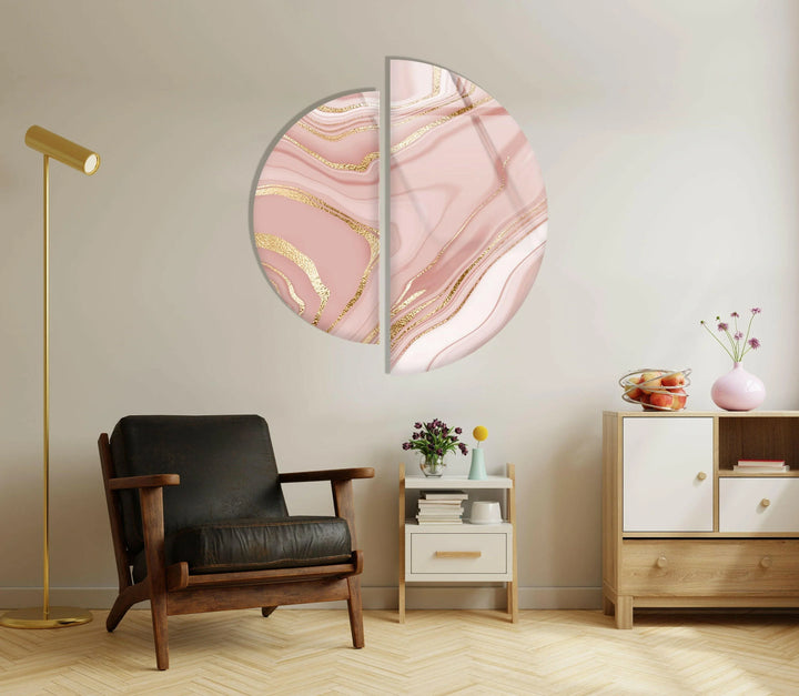 Pink Marble Gold Alcohol Ink Glass Wall Art glass image printing, glass prints from photos