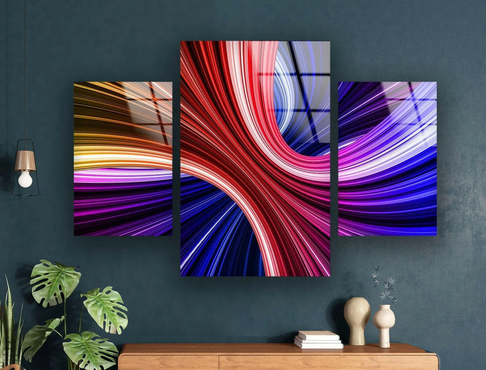 Neon Colors Swirl Abstract Glass Wall Art, custom glass pictures, glass art prints