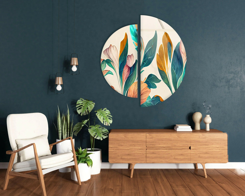 Round 2 Piece White Flower Glass Wall Art art glass wall art, glass wall art pictures