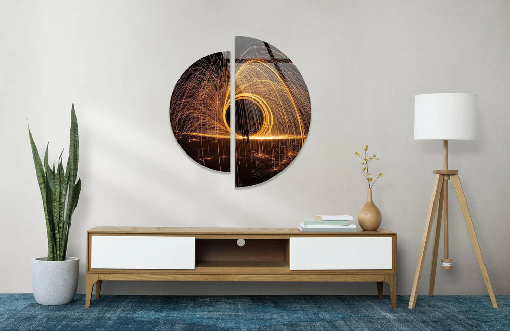 Round 2 Piece Spinning Ring Glass Wall Art large glass photo prints, glass wall photos