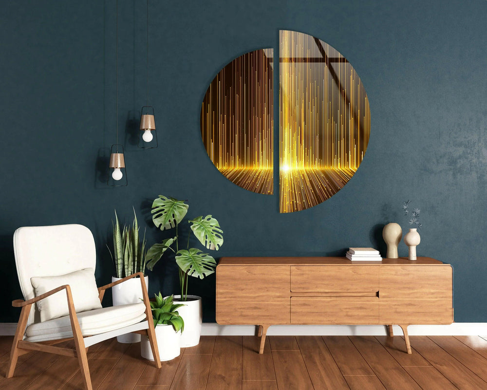 Round 2 Piece Black & Gold Glass Wall Art stained glass wall art, stained glass wall decor