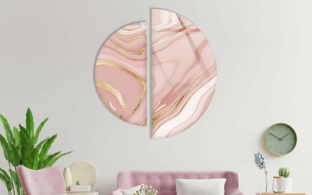 Pink Marble Gold Alcohol Ink Glass Wall Art glass wall decor, glass wall art decor