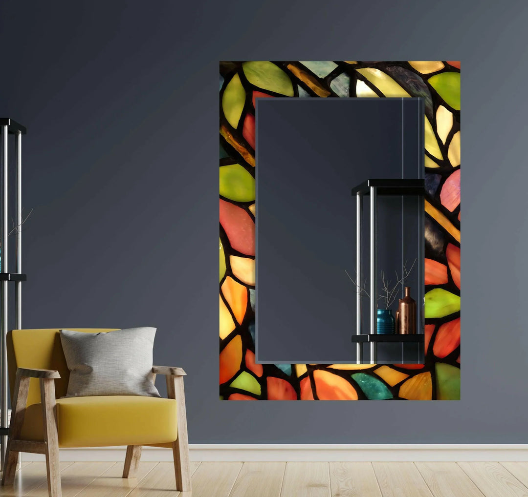 Green & Orange Leaves Wall Mirror big wall mirror