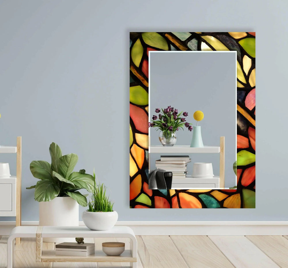 Green & Orange Leaves Wall Mirror biggest wall mirror