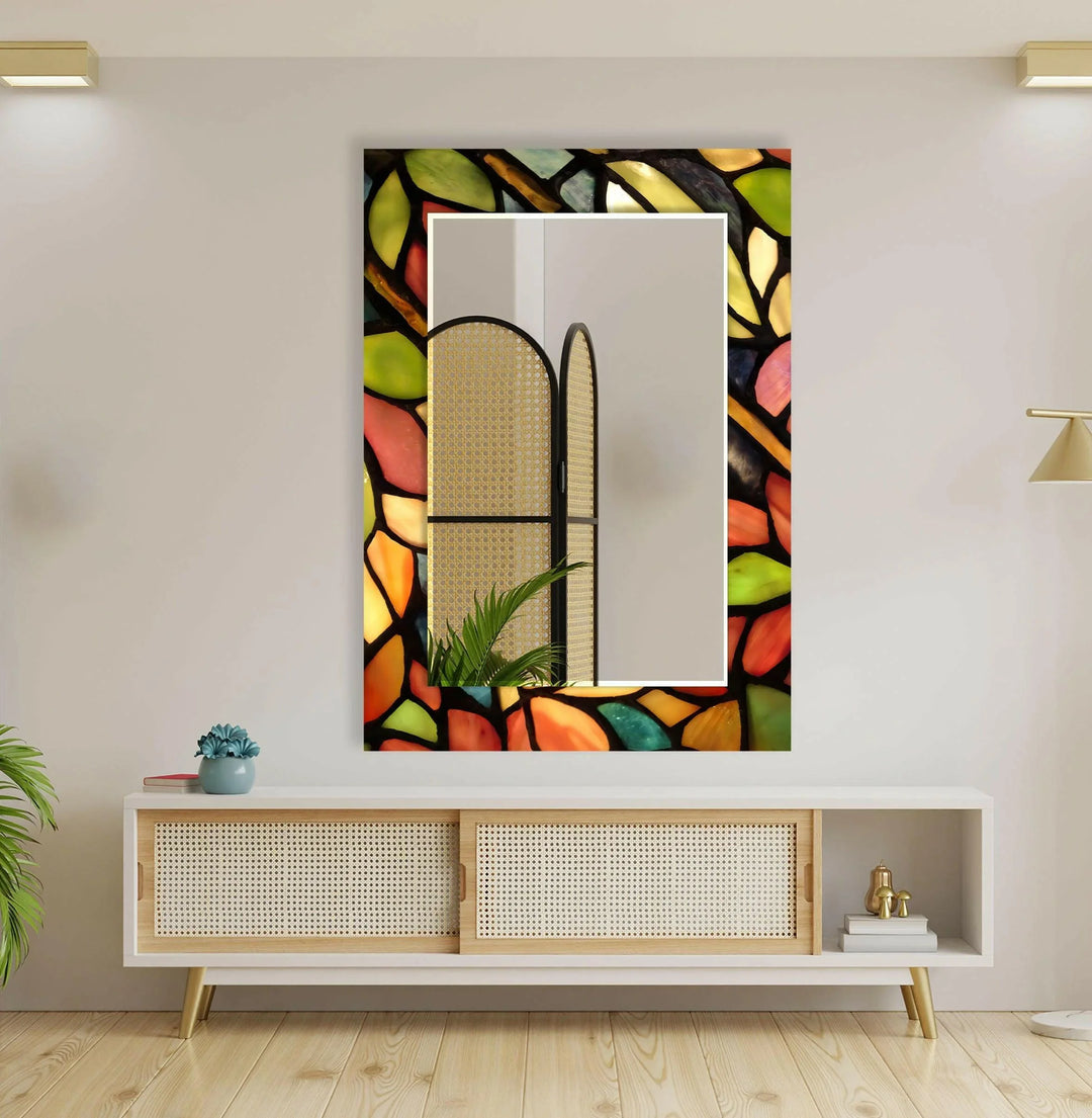 Green & Orange Leaves Wall Mirror backlit mirror