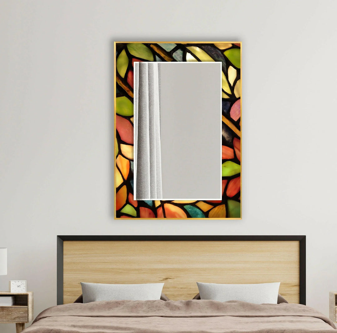 Green & Orange Leaves Wall Mirror wall mirror