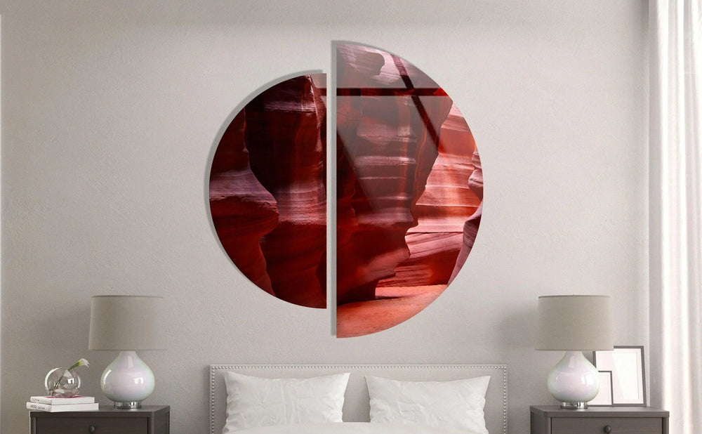 Two Piece Round Canyon Glass Wall Art glass image printing, glass prints from photos