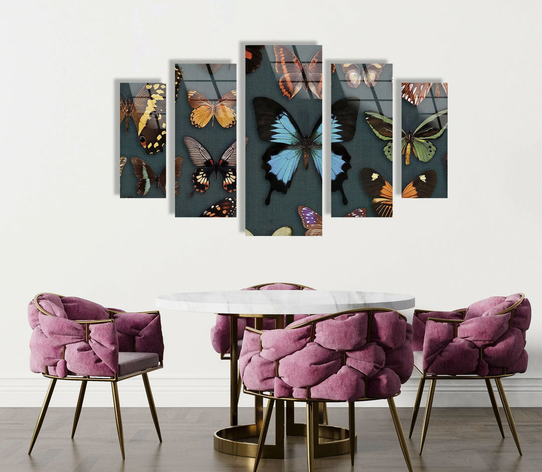Various Butterflies Glass Wall Art, custom glass pictures, glass art prints