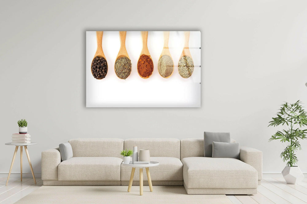Wood Spoons Kitchen Glass Wall Art,