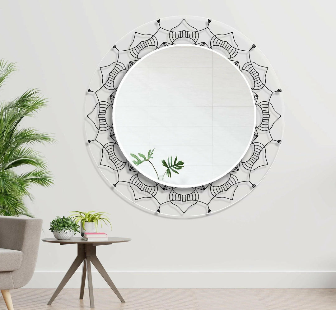 Transparent Black Round Wall Mirror decorative mirrors