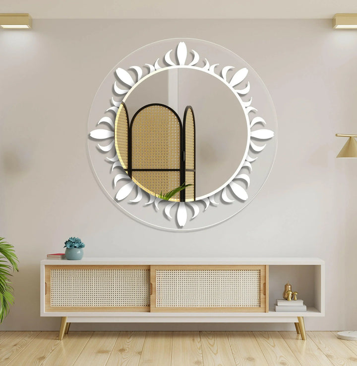 Transparent White Round Wall Mirror oversized wall mirrors
