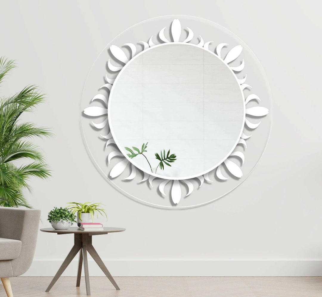 Transparent White Round Wall Mirror led mirrors