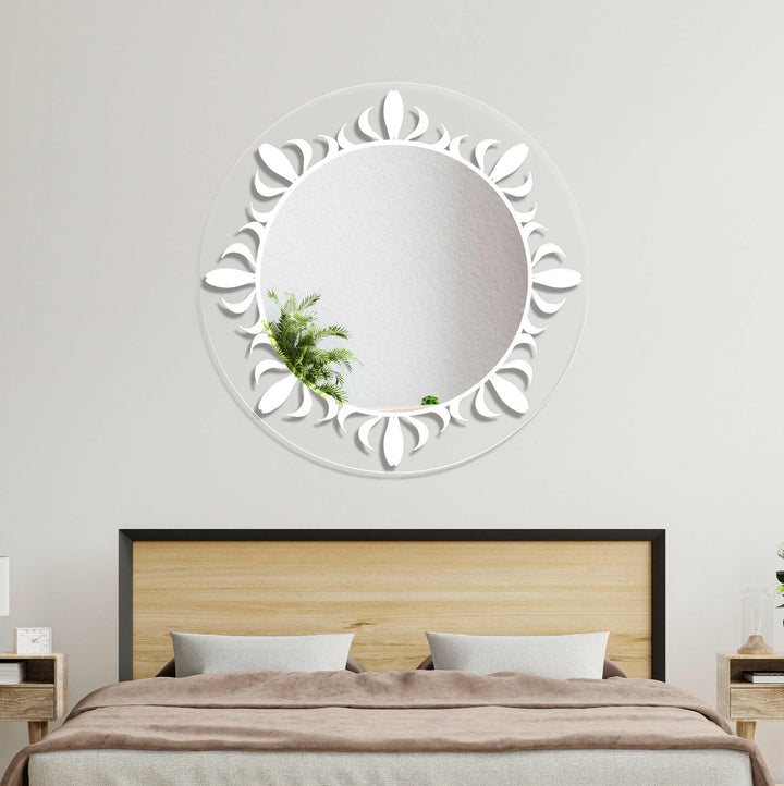 Transparent White Round Wall Mirror backlit mirror