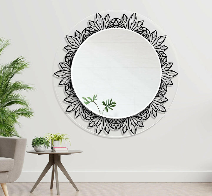 Transparent Round Black Wall Mirror Gold Mirror
