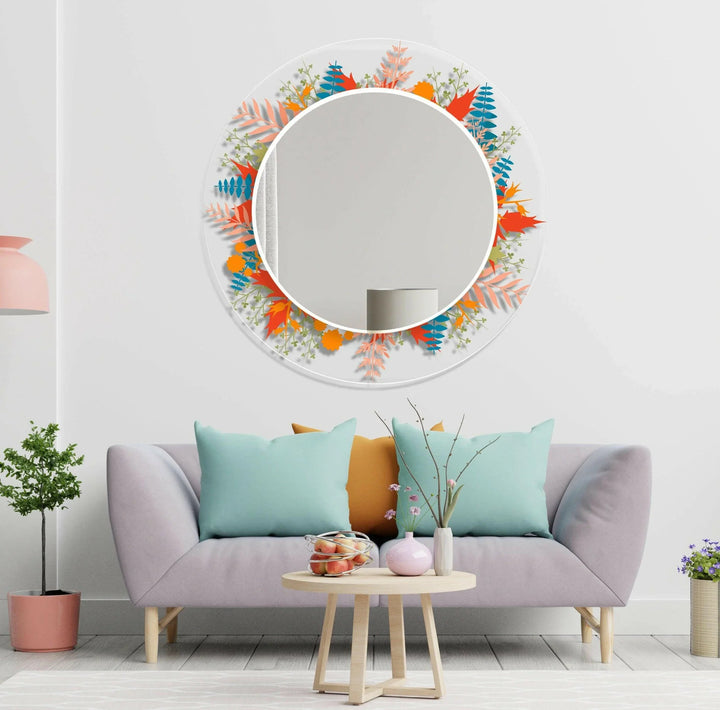 Transparent Orange Round Wall Mirror Long Wall Mirror