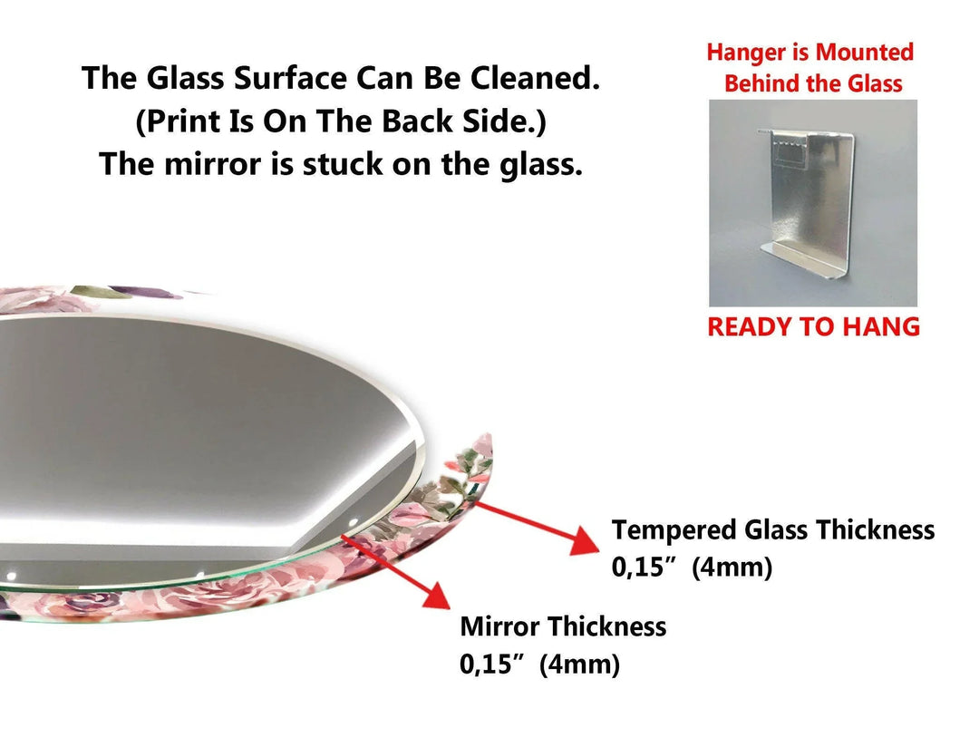 Transparent Pink Rose Round Wall Mirror - MyPhotoStation
