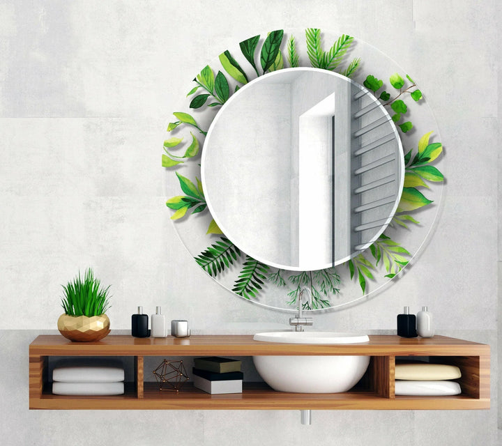 Transparent Green Tropical Round Wall Mirror Round Wall Mirror