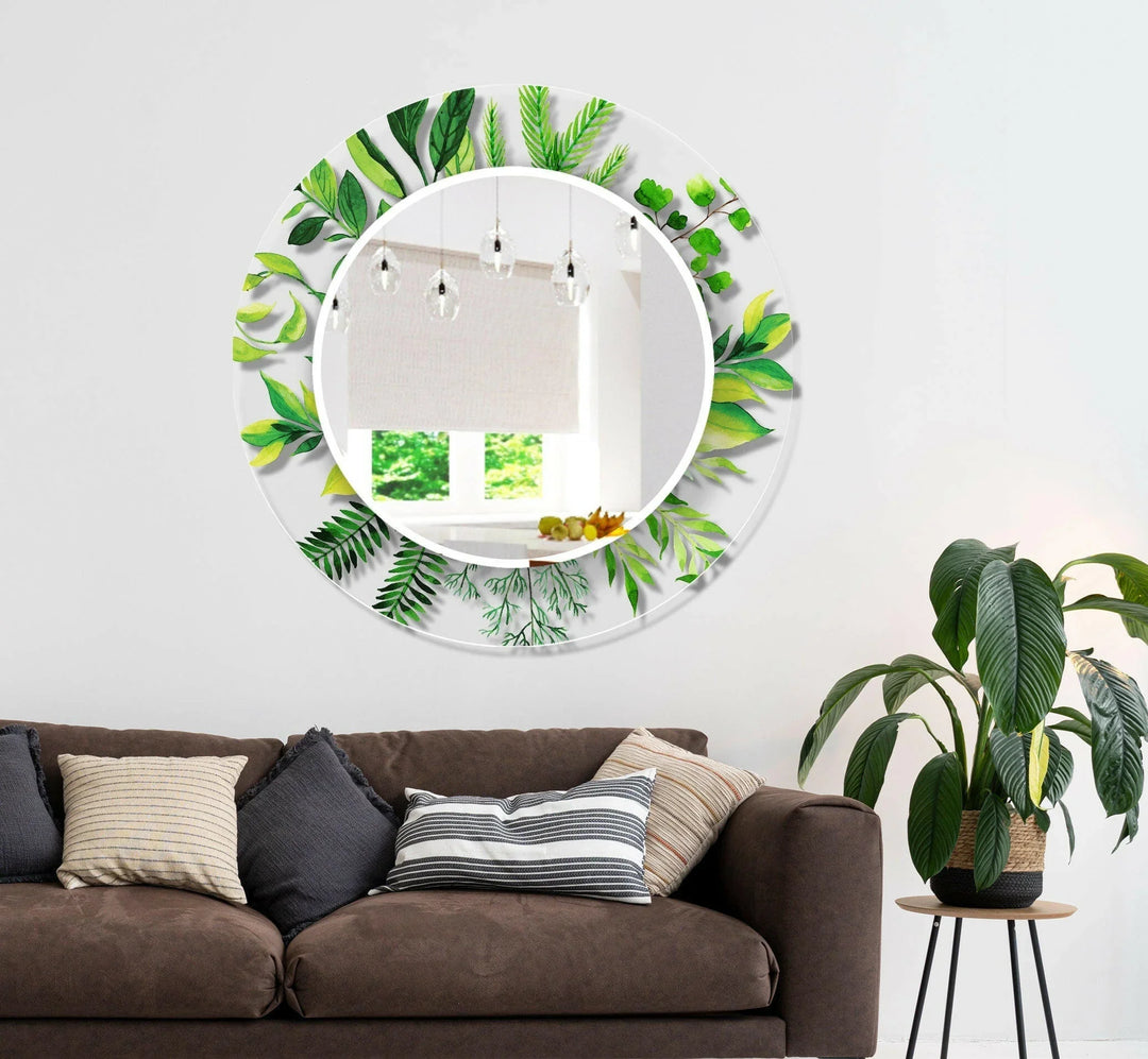 Transparent Green Tropical Round Wall Mirror Rectangle Wall Mirror