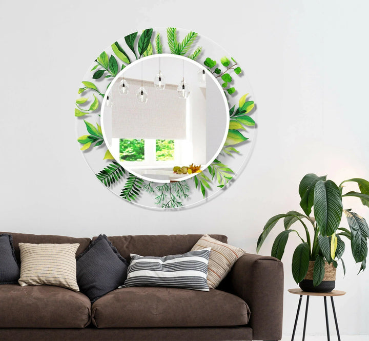 Transparent Green Tropical Round Wall Mirror Rectangle Wall Mirror