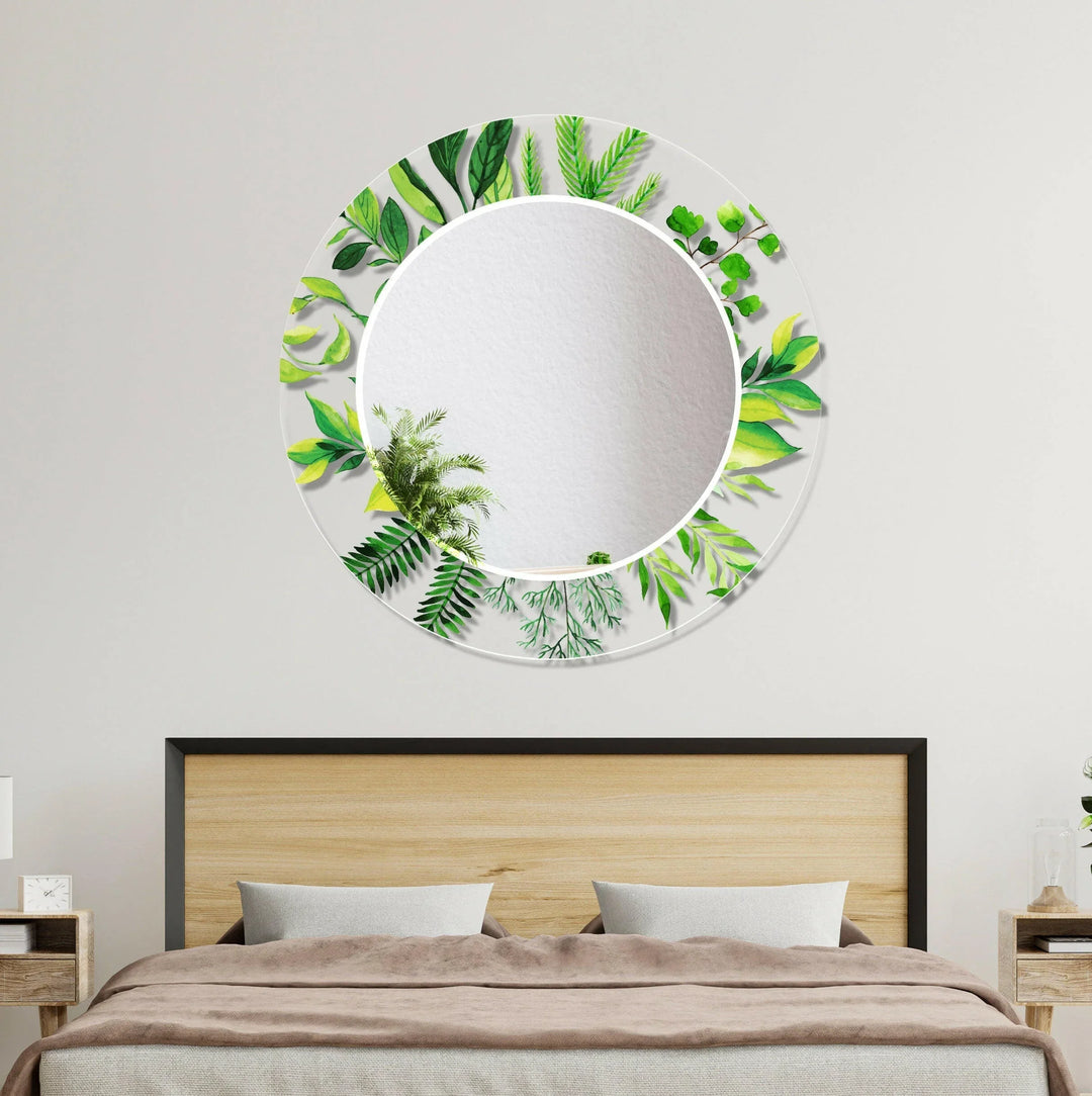 Transparent Green Tropical Round Wall Mirror Red Mirror