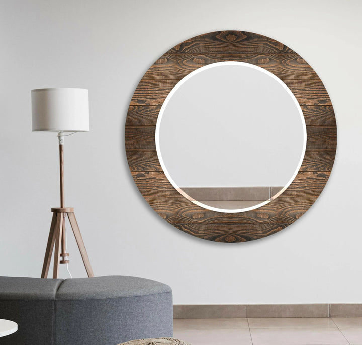 Dark Brown Wooden Design Wall Mirror large mirror