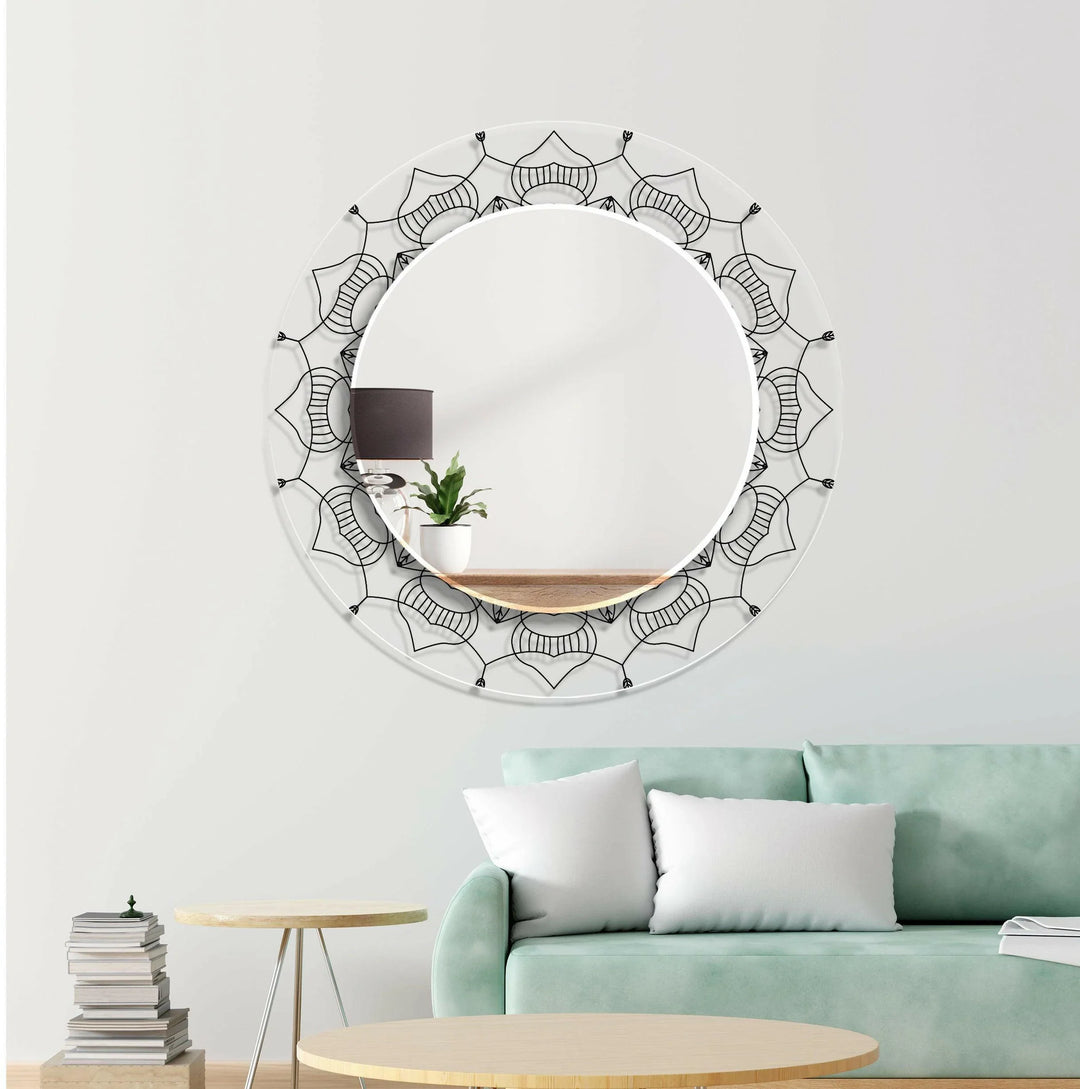 Transparent Black Round Wall Mirror backlit mirror