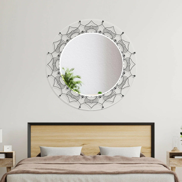 Transparent Black Round Wall Mirror living room mirror