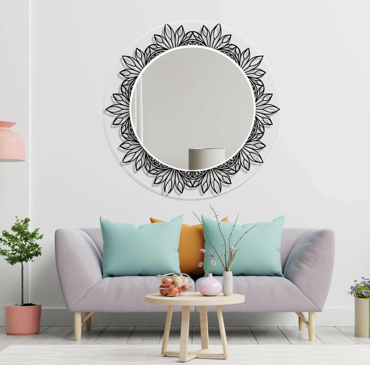 Transparent Round Black Wall Mirror big mirror for living room