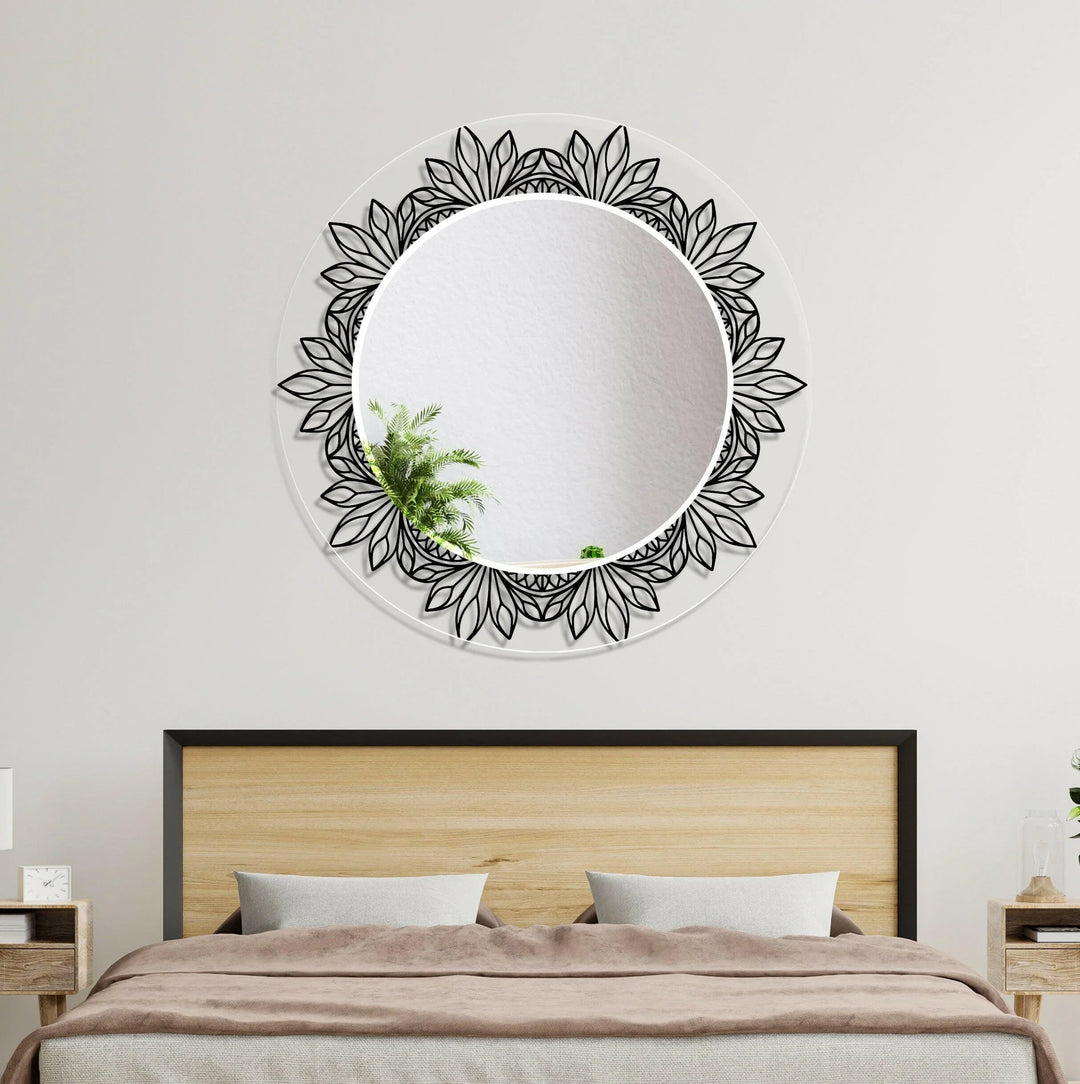 Transparent Round Black Wall Mirror Bathroom Mirror