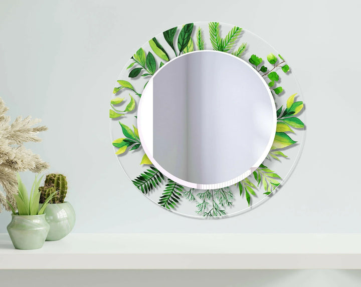 Transparent Green Tropical Round Wall Mirror Blue Mirror