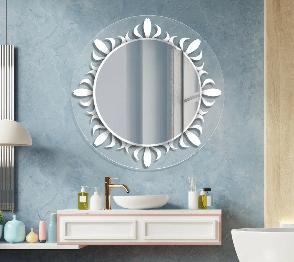 Transparent White Round Wall Mirror huge mirror