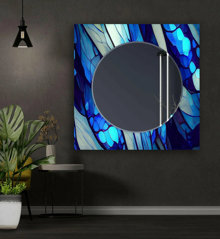 Blue Nacreous Abstract Wall Mirror huge mirror